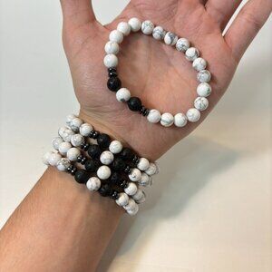 4 Pack Howlite Crystal Stretch Bracelet – Natural White Howlite Healing Bracelet